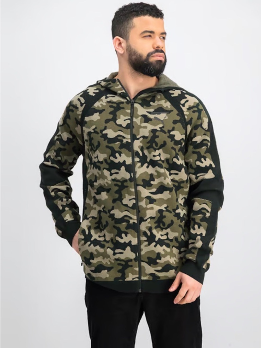 Puma Men's EvoKnit Move Performance Full Zip Hoodie in Camo Size Large